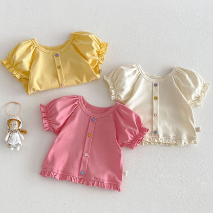 【BABY&KID】夏新作 スウィートパフスリーブTシャツSK105106