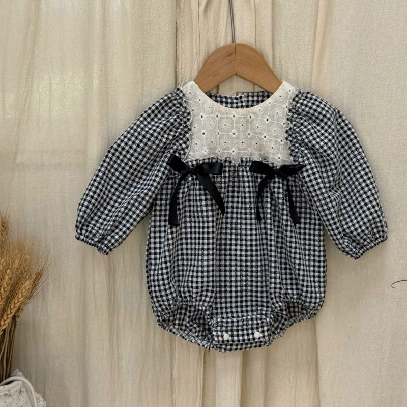 【BABY】韓国風チェックロンパースSK107406