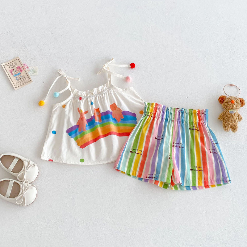 【BABY&KID】夏新作 レインボーセットアップSK080602