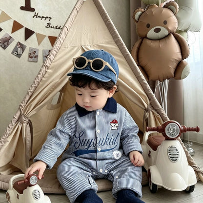 【BABY】ストライプベースボールカバーオールSK106711