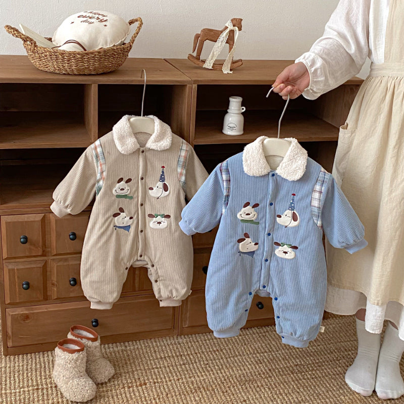 【BABY】コーデュロイ犬刺繍カバーオールSK102914