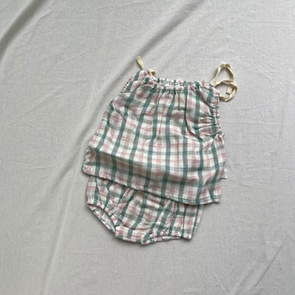 【BABY】チェック柄レースアップベストSK102255