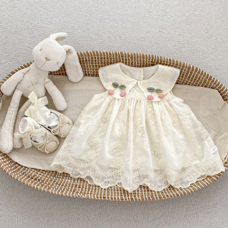 【BABY&KID】夏新作 フラワー刺繡チェリーワンピースSK072519