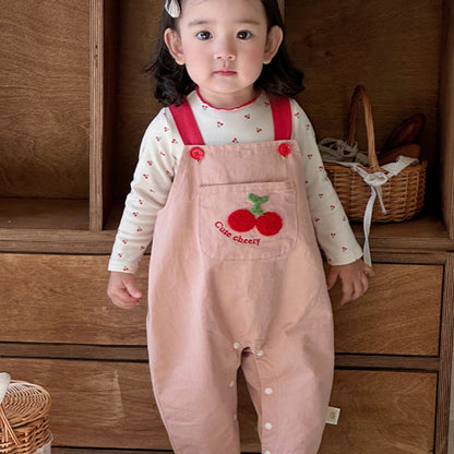 【BABY】さくらんぼポケットサロペット＆さくらんぼ柄ロンTSK104304