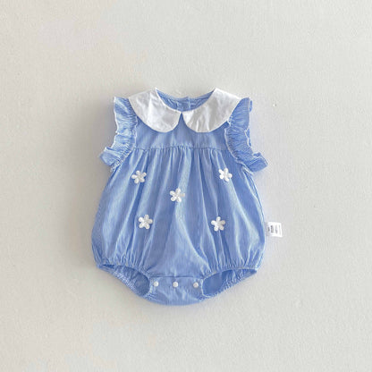 【BABY】夏新作花柄ブルーロンパースSK062330