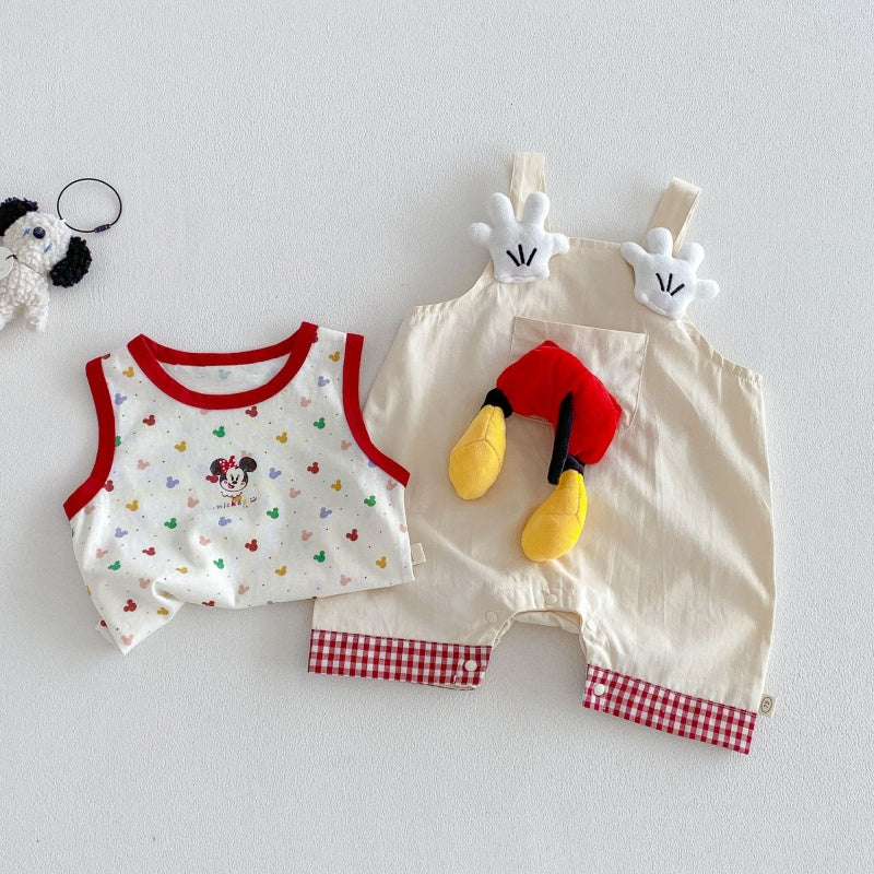 【BABY&KID】夏新作立体カートゥーンサロペットショートパンツ、総柄タンクトップSK105615