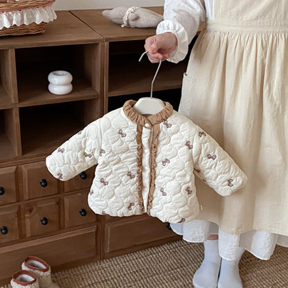 【BABY&KID】冬新作リボン中綿キルティングコートSK102521