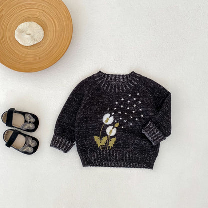 【BABY&KID】立体刺繍クルーネックプルオーバーニットSK100630