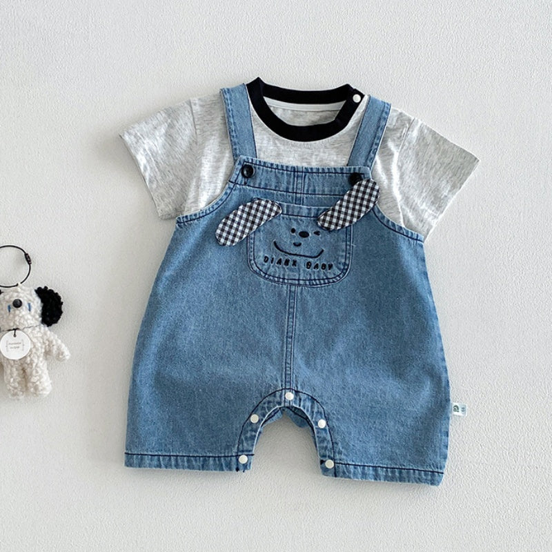 【BABY】夏新作カートゥーンサロペット＆無地TシャツSK105307