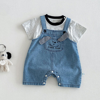 【BABY】夏新作カートゥーンサロペット＆無地TシャツSK105307