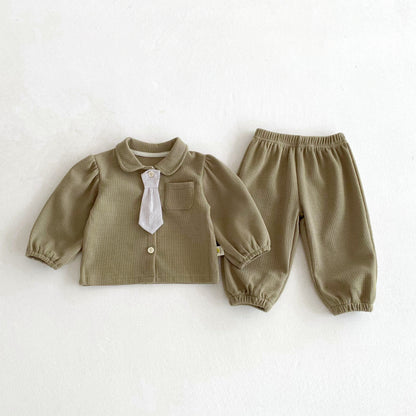 【BABY&KID】ネクタイ付き無地セットアップSK102421