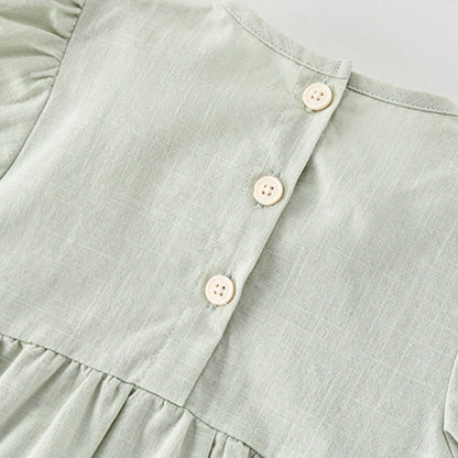 【BABY&KID】夏新作 フリル刺繍襟ロンパース、ワンピースSK092635
