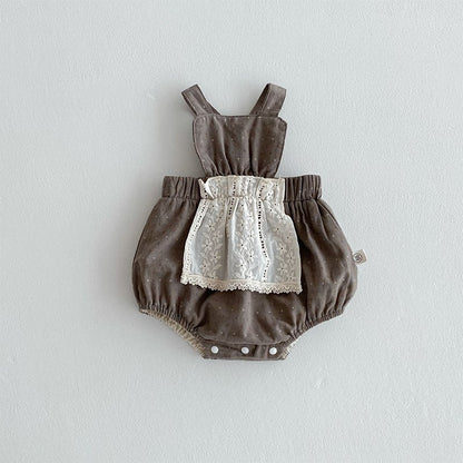 【BABY】韓国風刺繍レーストップス ＆サロペットSK11361