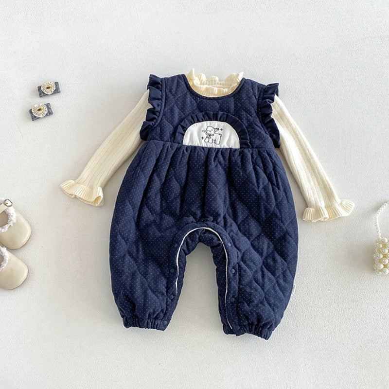 【BABY】冬新作キルティングドットカバーオール、ニットトップスSK108304