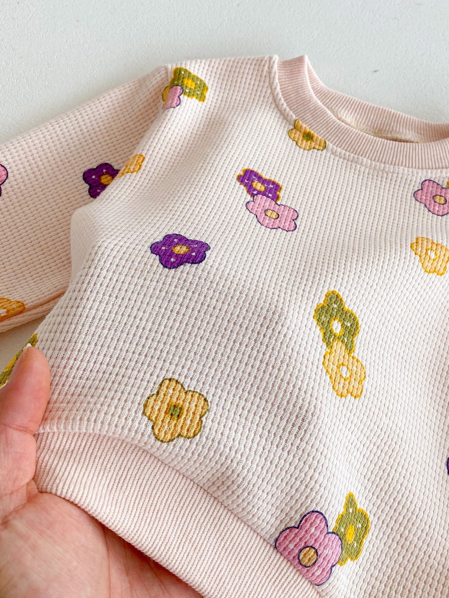 【BABY&KID】ワッフル花柄ピンクセットアップSK022404