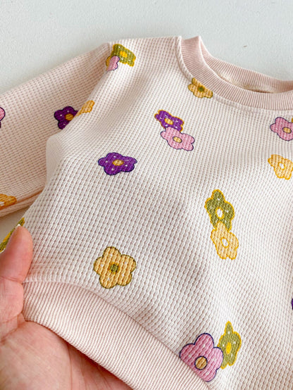 【BABY&KID】ワッフル花柄ピンクセットアップSK022404