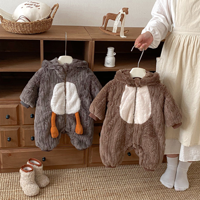 【BABY】うさぎファー風フード裏起毛カバーオールSK102917