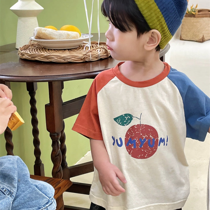 【BABY&KID】夏新作 フルーツプリント半袖TシャツSK080502