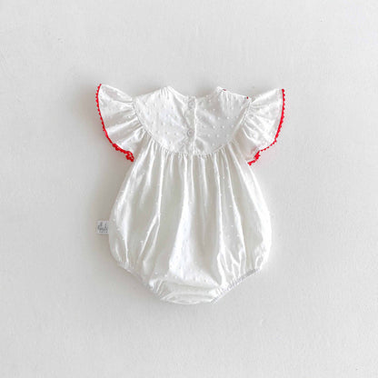 【BABY】夏新作 いちご刺繍ロンパースSK090304