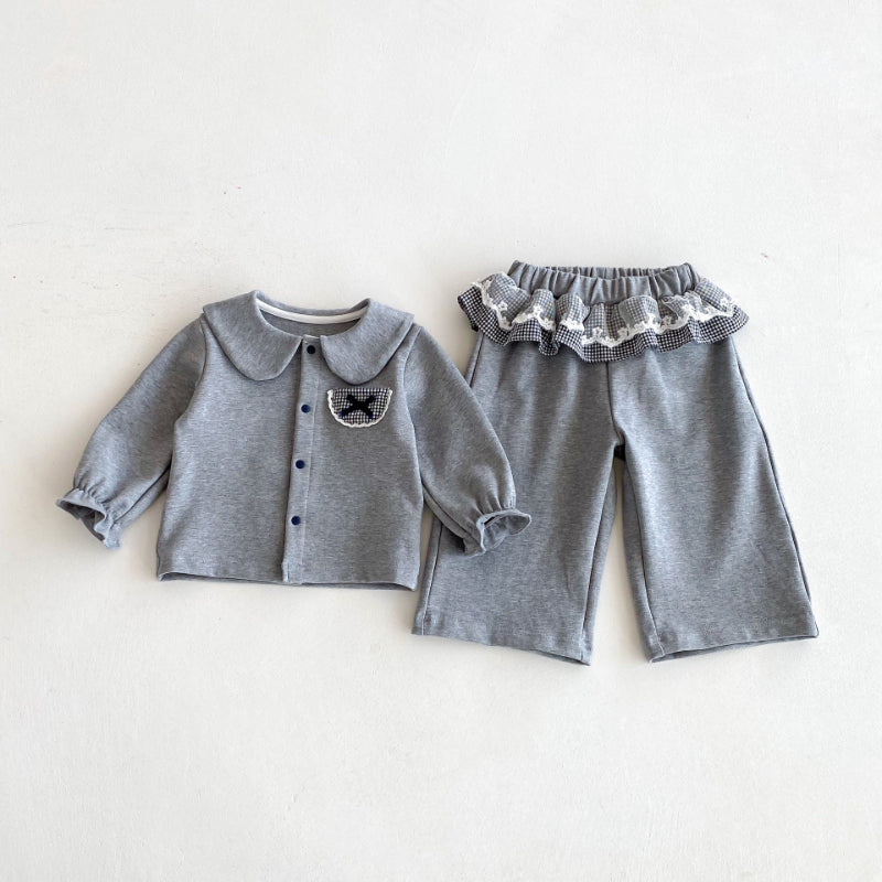 【BABY&KID】長袖ガールシャツ＆フレアパンツSK092438