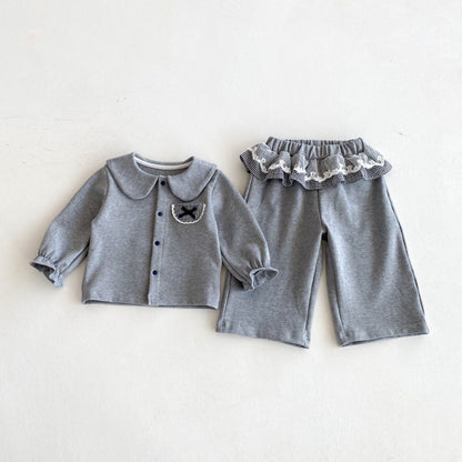 【BABY&KID】長袖ガールシャツ＆フレアパンツSK092438