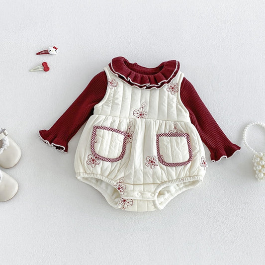【BABY】冬新作刺繍裏起毛ロンパース、ニットトップスSK108305