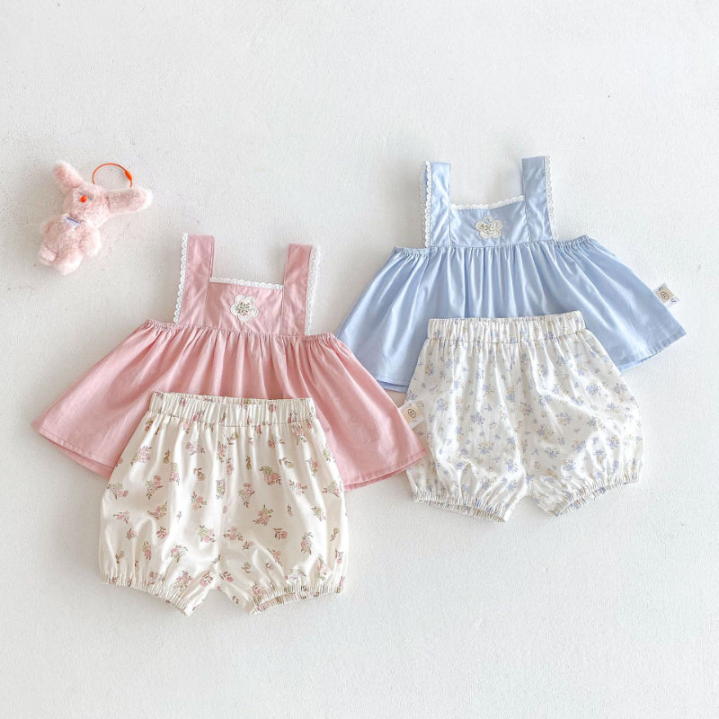【BABY&KID】夏新作 無地キャミソール、花柄ショートパンツSK080614