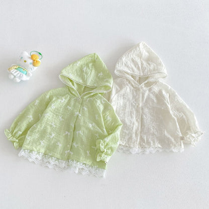 【BABY&KID】夏新作フリルフードUVカーディガンSK105908