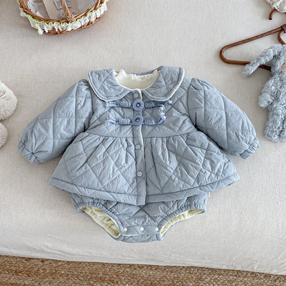 【BABY】冬新作 リボン裏起毛キャミロンパース、アウターSK102126