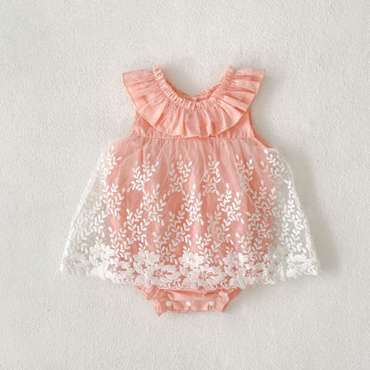 【BABY】夏新作 刺繍ソフトチュールロンパースSK081605