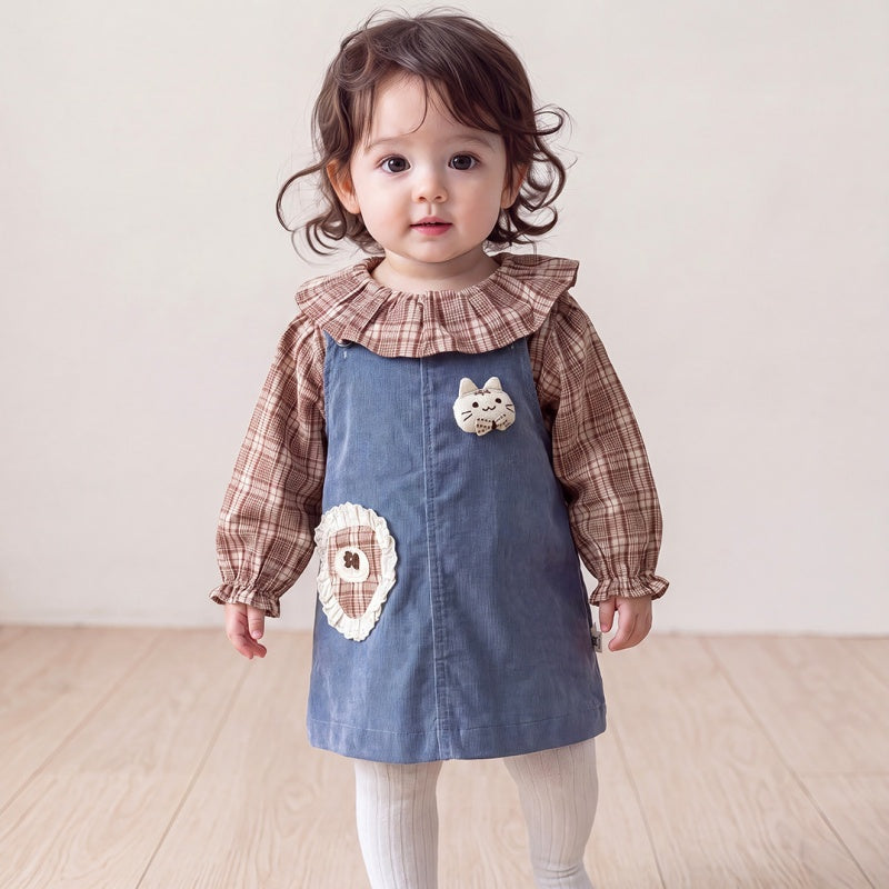 【BABY】チェックシャツ＆デニムジャンパースカートSK107806