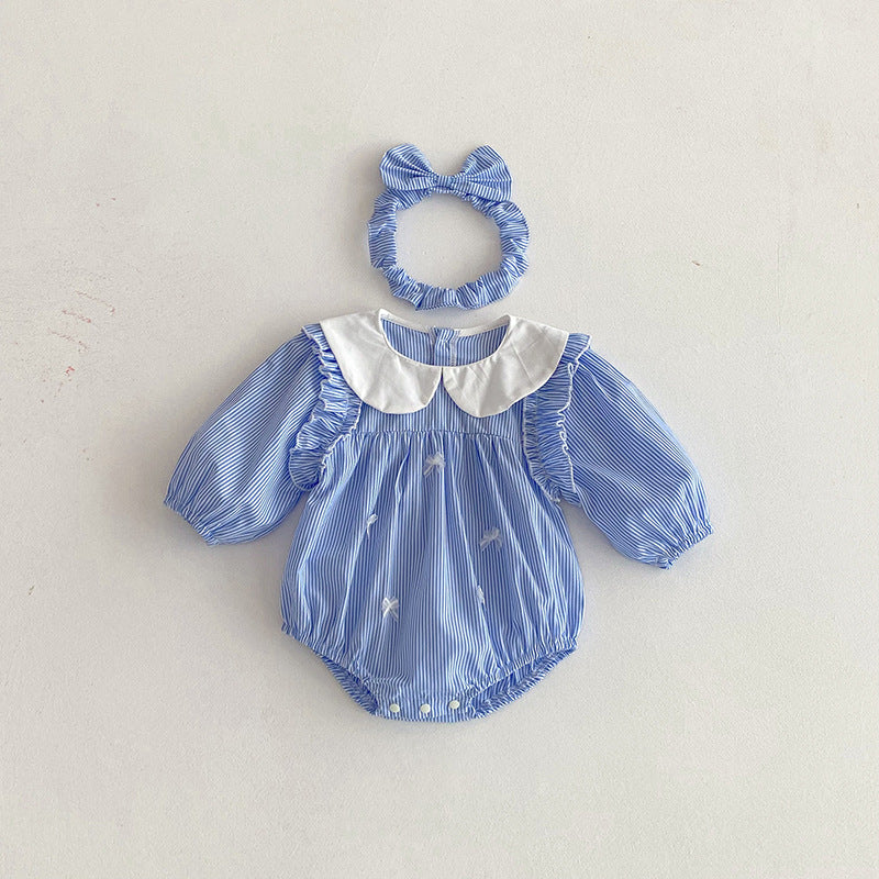 【姉妹服】ブルーストライプロンパース、ワンピースSK101113
