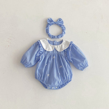 【姉妹服】ブルーストライプロンパース、ワンピースSK101113