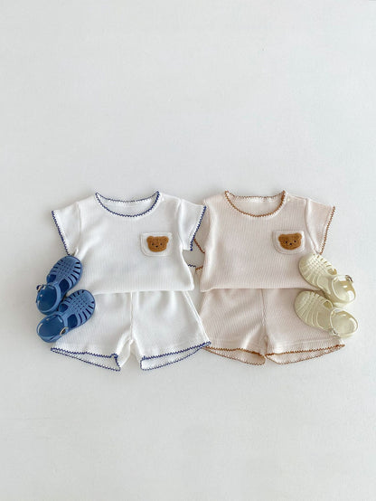 【BABY】夏新作 くま刺繍セットアップSK080305