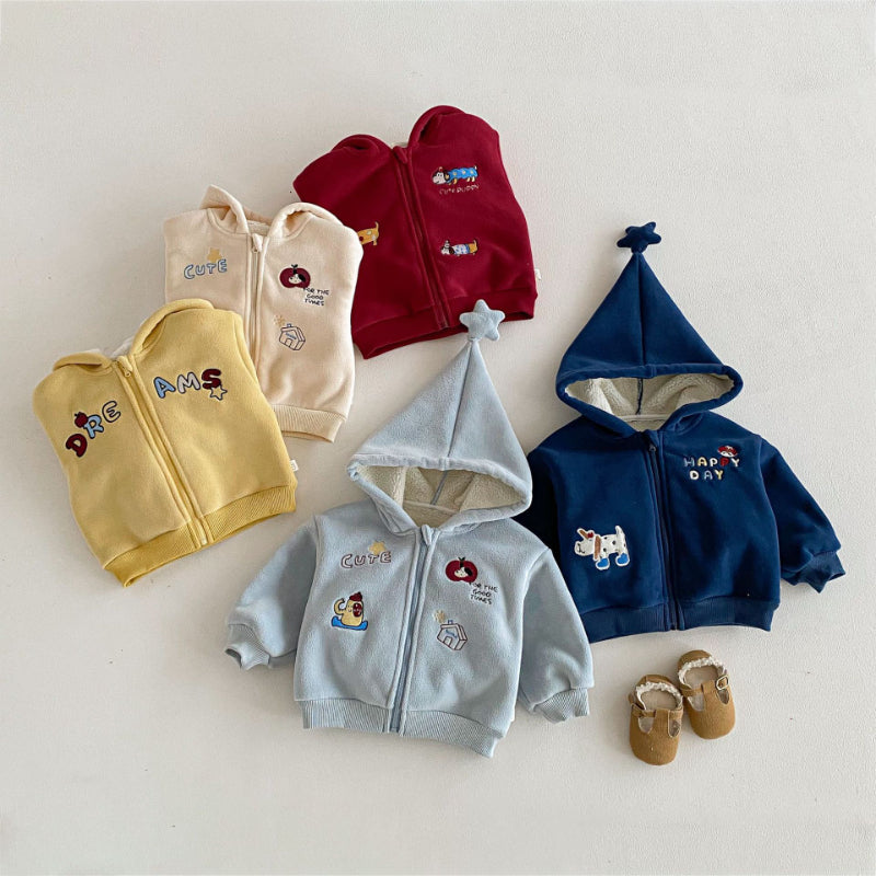 【BABY&KID】冬新作刺繍フード付きスターあったかアウターSK103025