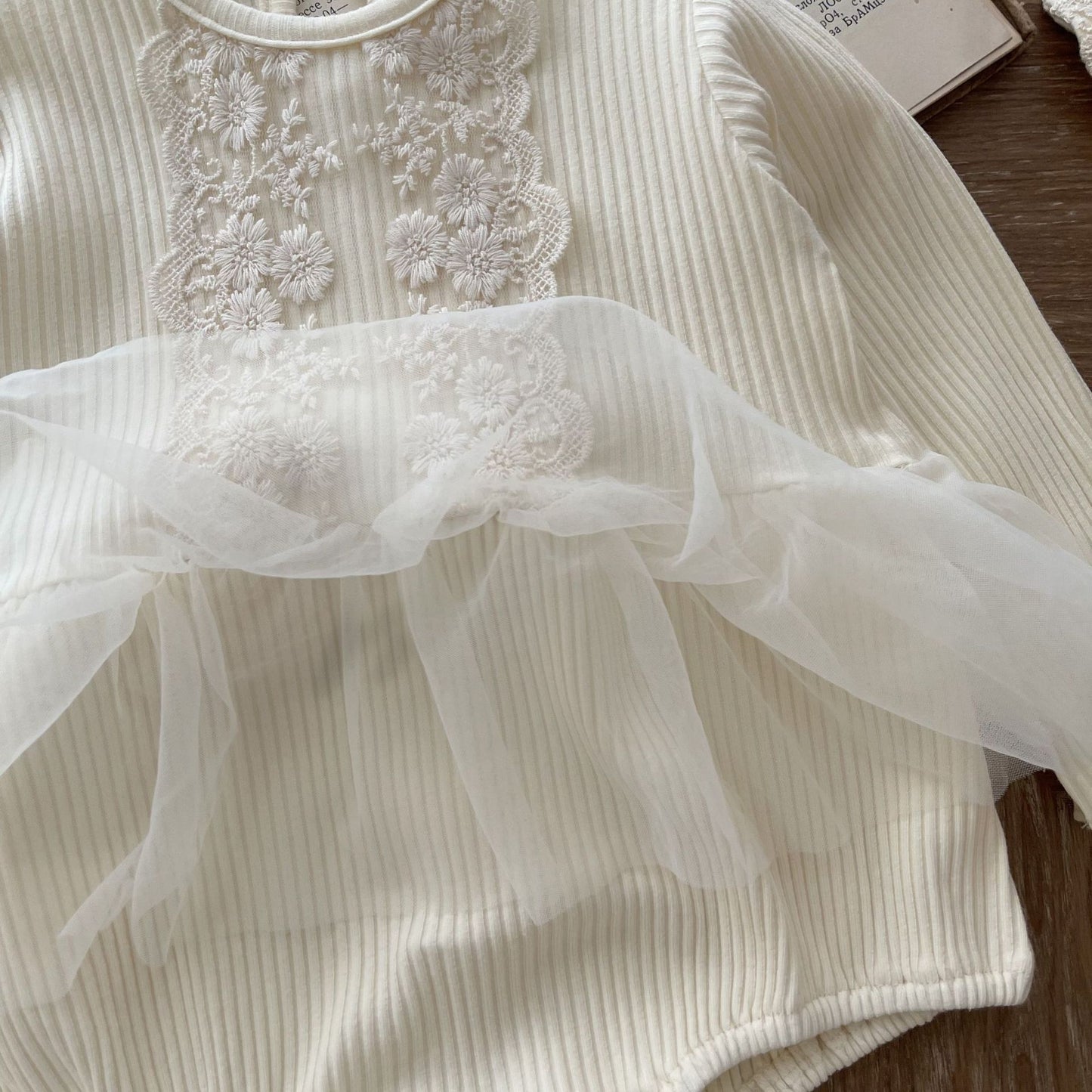【BABY&KID】韓国風 レースワッフルロンパースSK021701