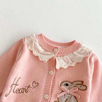 【BABY】刺繍うさぎニットカーディガンSK092428