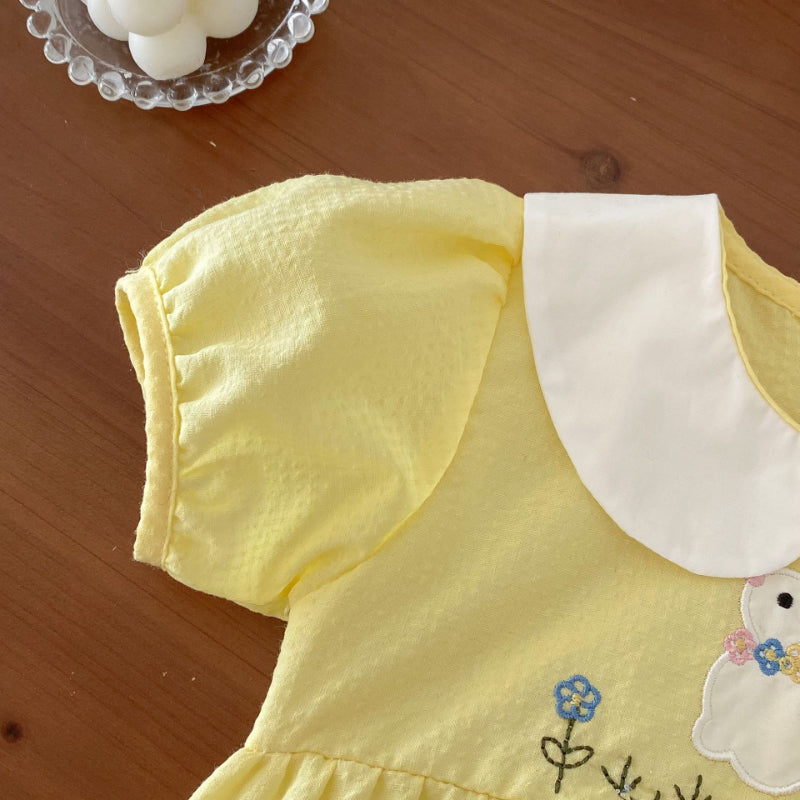【BABY】夏新作 うさぎ刺繍ロンパースSK070108