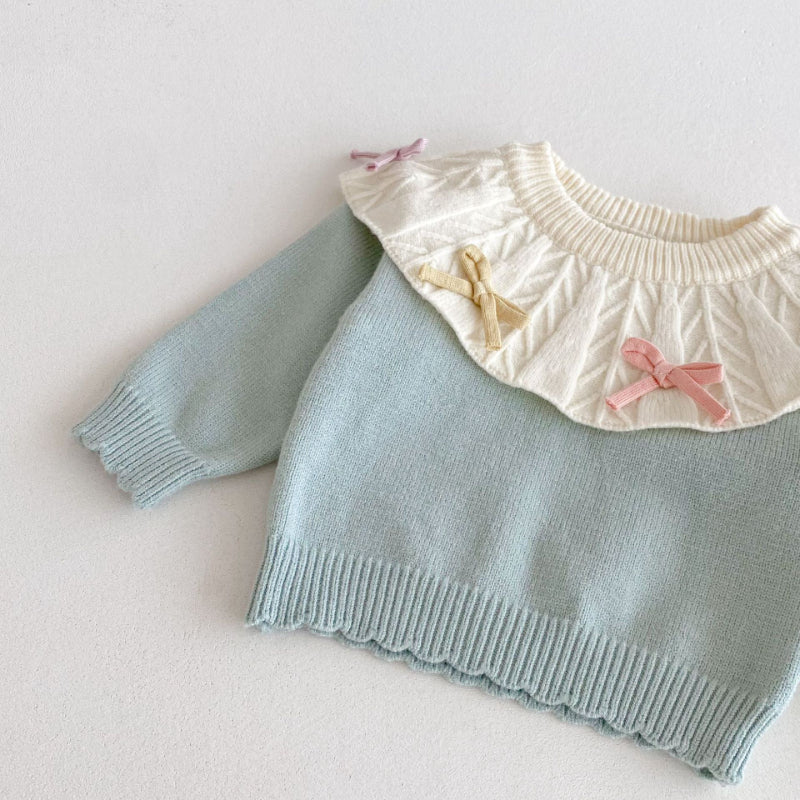 【BABY】キャンディカラー蝶結びニットセットアップSK092409