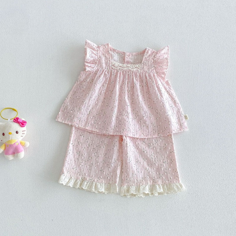 【BABY&KID】夏新作フリルスリーブ小花柄セットアップSK105604
