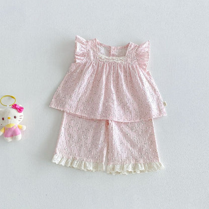 【BABY&KID】夏新作フリルスリーブ小花柄セットアップSK105604