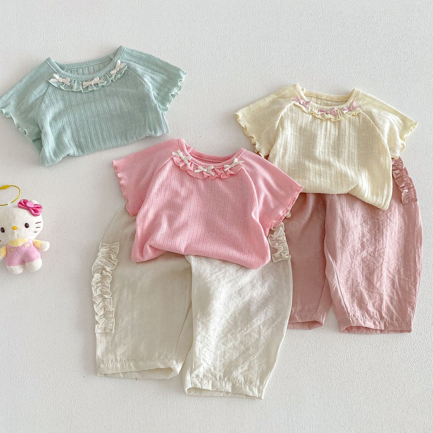 【BABY&KID】夏新作 フリル蝶結びTシャツSK105107