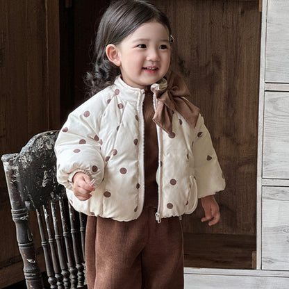 【BABY】冬新作韓国風ドット蝶結びアウターSK103120