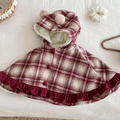 【BABY】冬新作チェックあったかケープSK103115