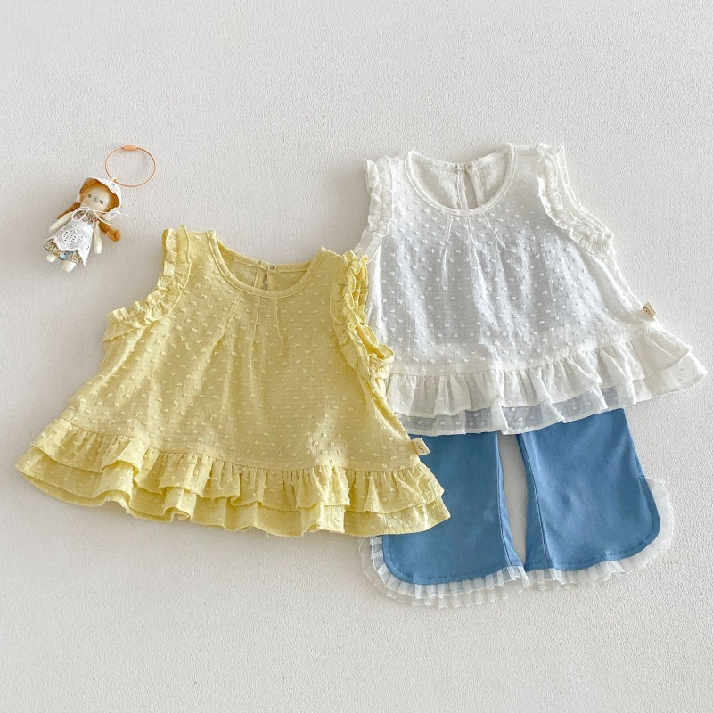【BABY&KID】夏新作 無地ジャカードブラウス、デニムパンツSK105217
