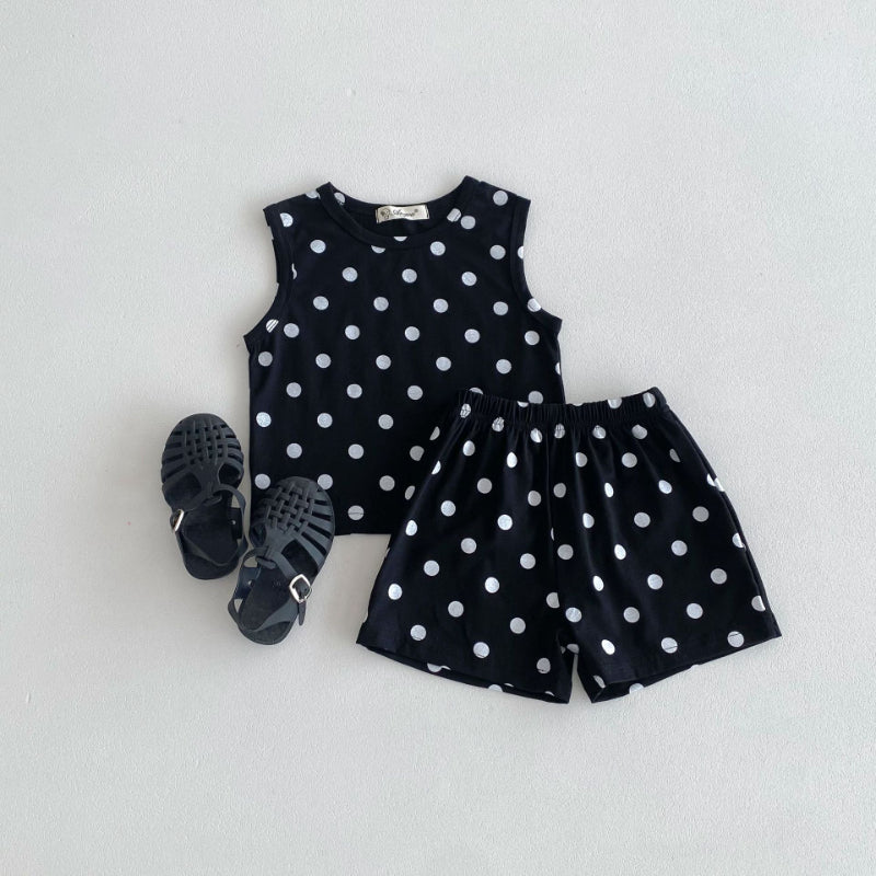 【BABY&KID】夏新作 ハート、ドットプリントセットアップSK091211