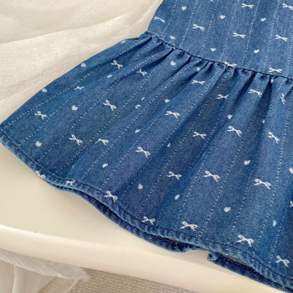 【BABY&KID】リボンジャンパースカート、さくらんぼ刺繍襟ＴシャツSK100843