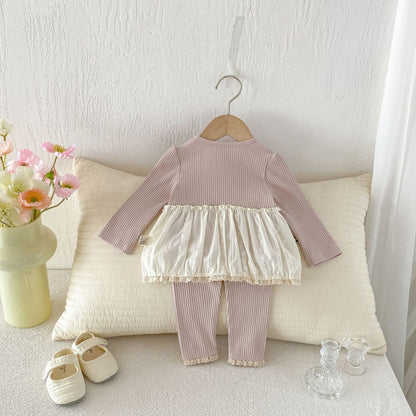 【BABY&KID】ラウンドネックフリル裾綿セットアップSK104307