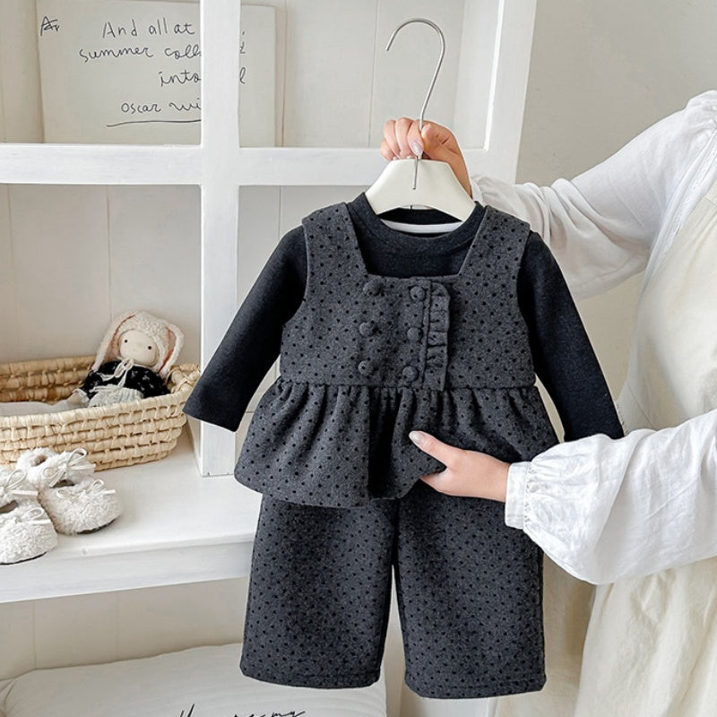【BABY】冬新作ドットベスト＆ワイドパンツ＆トップスSK108307