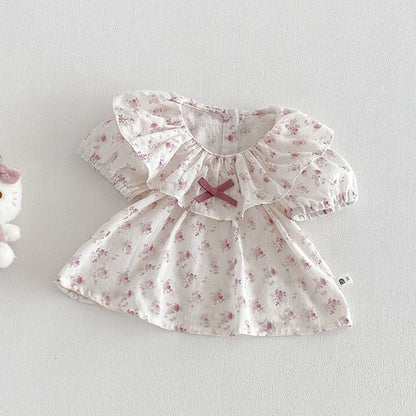 【BABY】夏新作フリル襟小花柄ブラウス＆サロペットロンパースSK104508